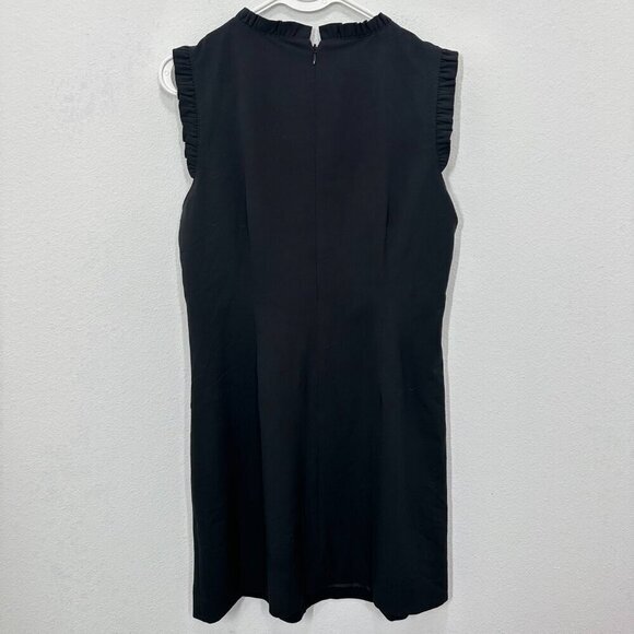 J. Crew Factory Mini Dress Ruffle‎ Neck Black Suiting Career Office Feminine 12P - Picture 3 of 9